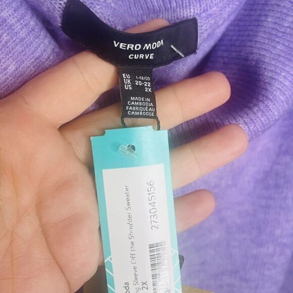 Vero Moda By Stitch Fix Womens 2X Off the shoulder Lilac Sweater NWT - Picture 5 of 10